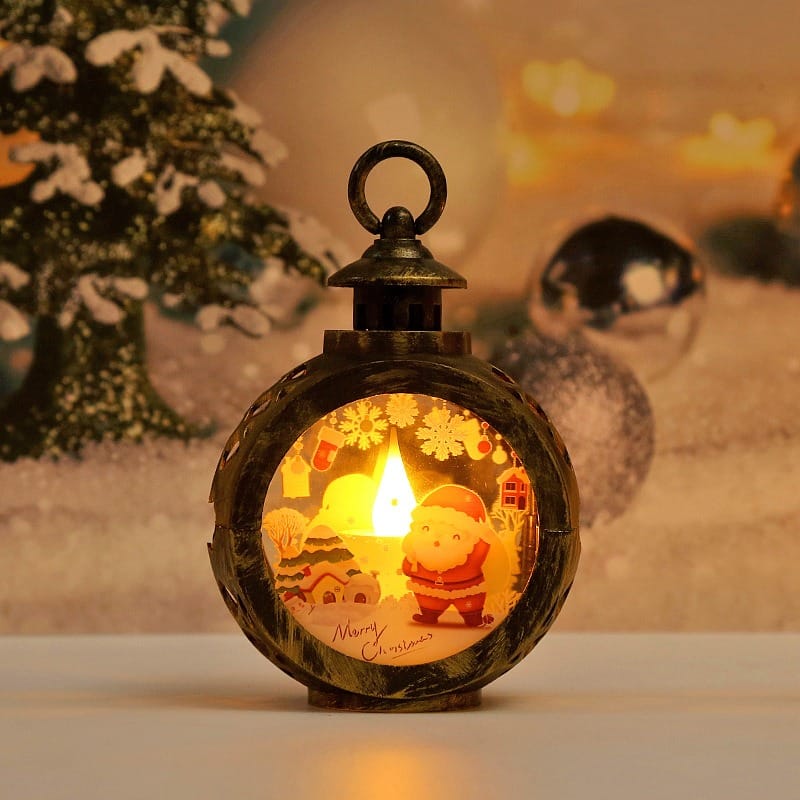 Christmas Decor Vintage LED Christmas Lantern Tabletop Decoration