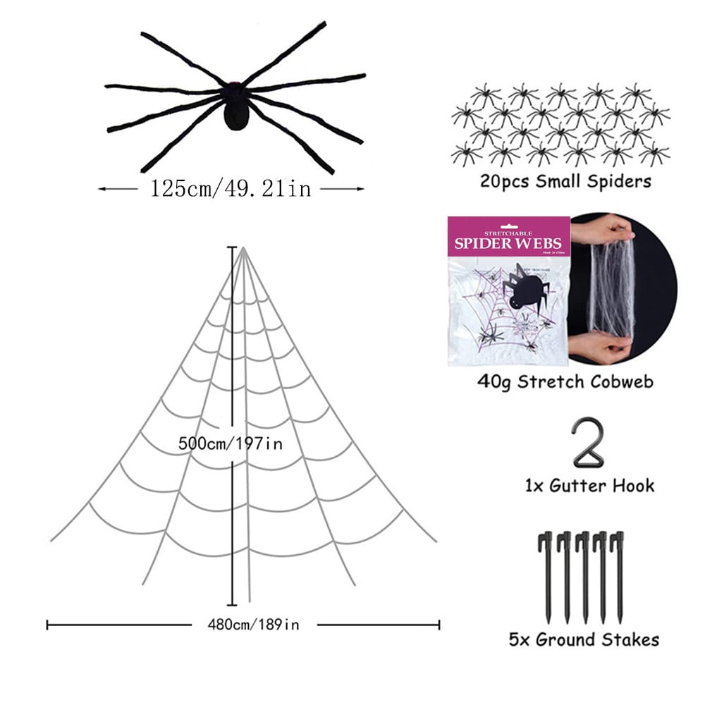 Halloween Decor Giant Realistic Spider Web Halloween Decoration – Indoor & Outdoor