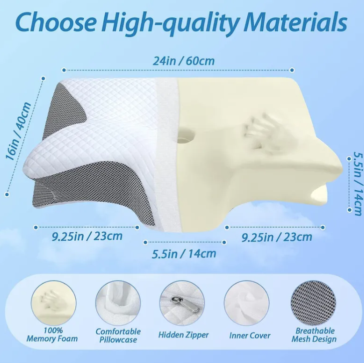 Ergonomic Memory Foam Cervical Support Pillow