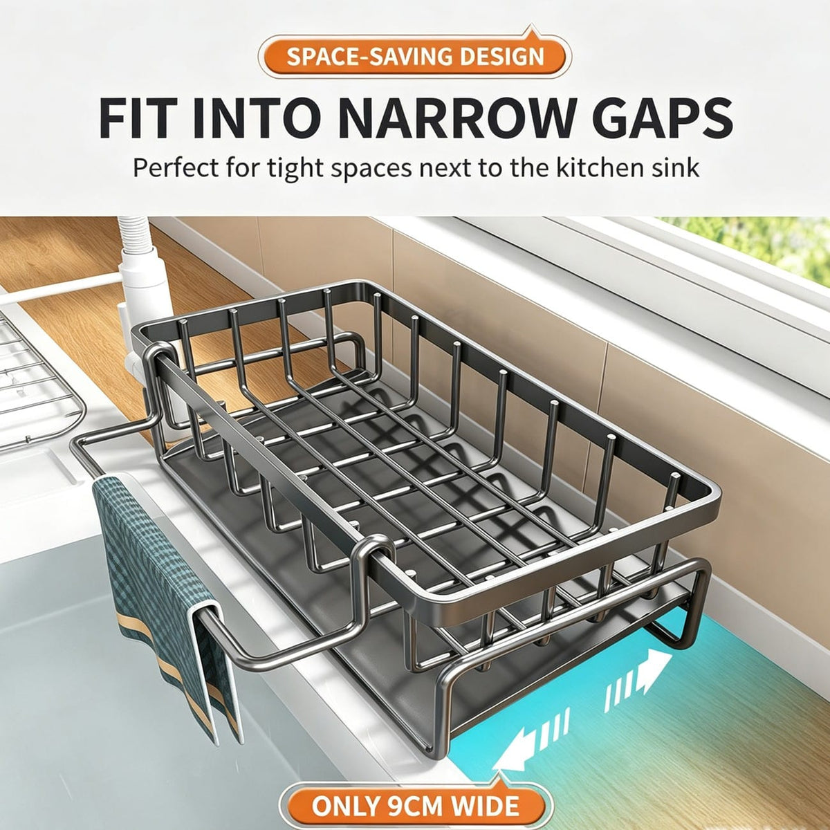 Home Organization Kitchen Sink Caddy Organizer with Drainage Spout