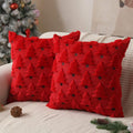Christmas Decor Christmas Pillow Covers 18x18 – Set of 2 | Soft Plush Red Christmas Tree Throw Pillow Cases