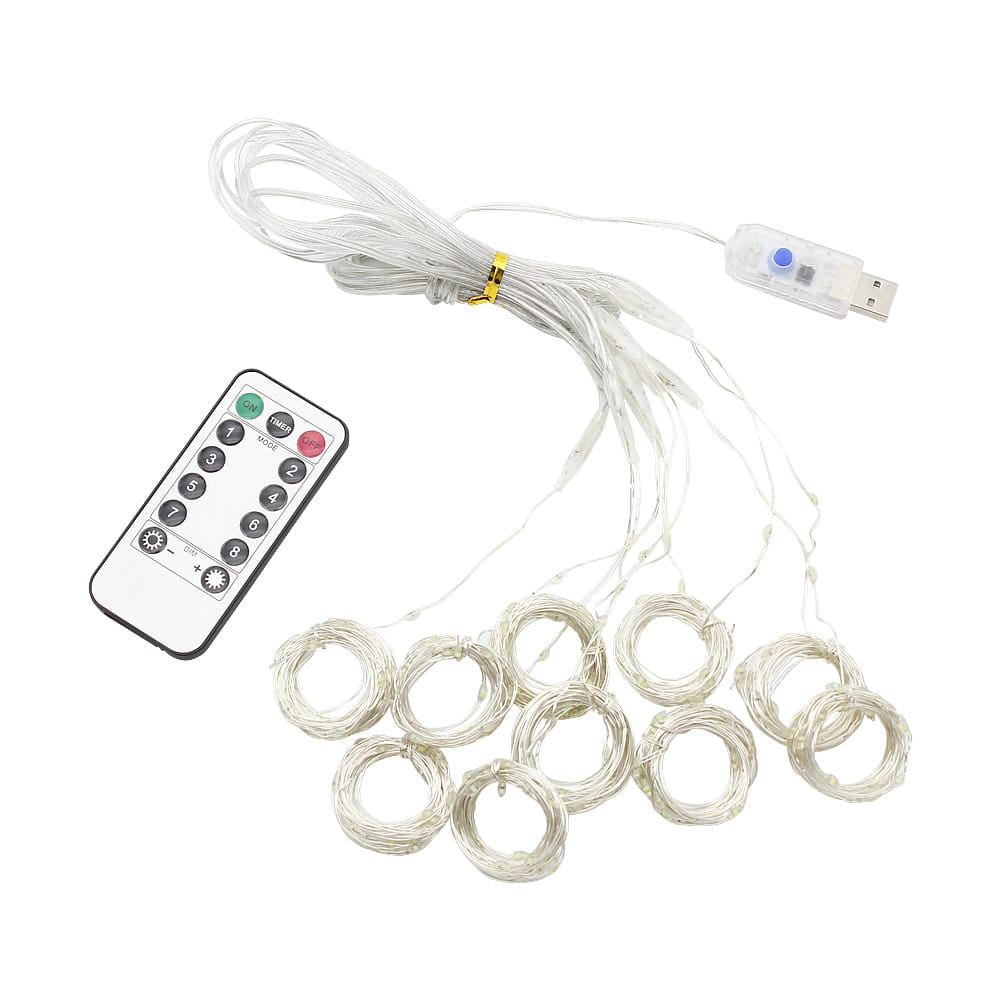 Christmas Decor USB LED Curtain String Lights with Remote