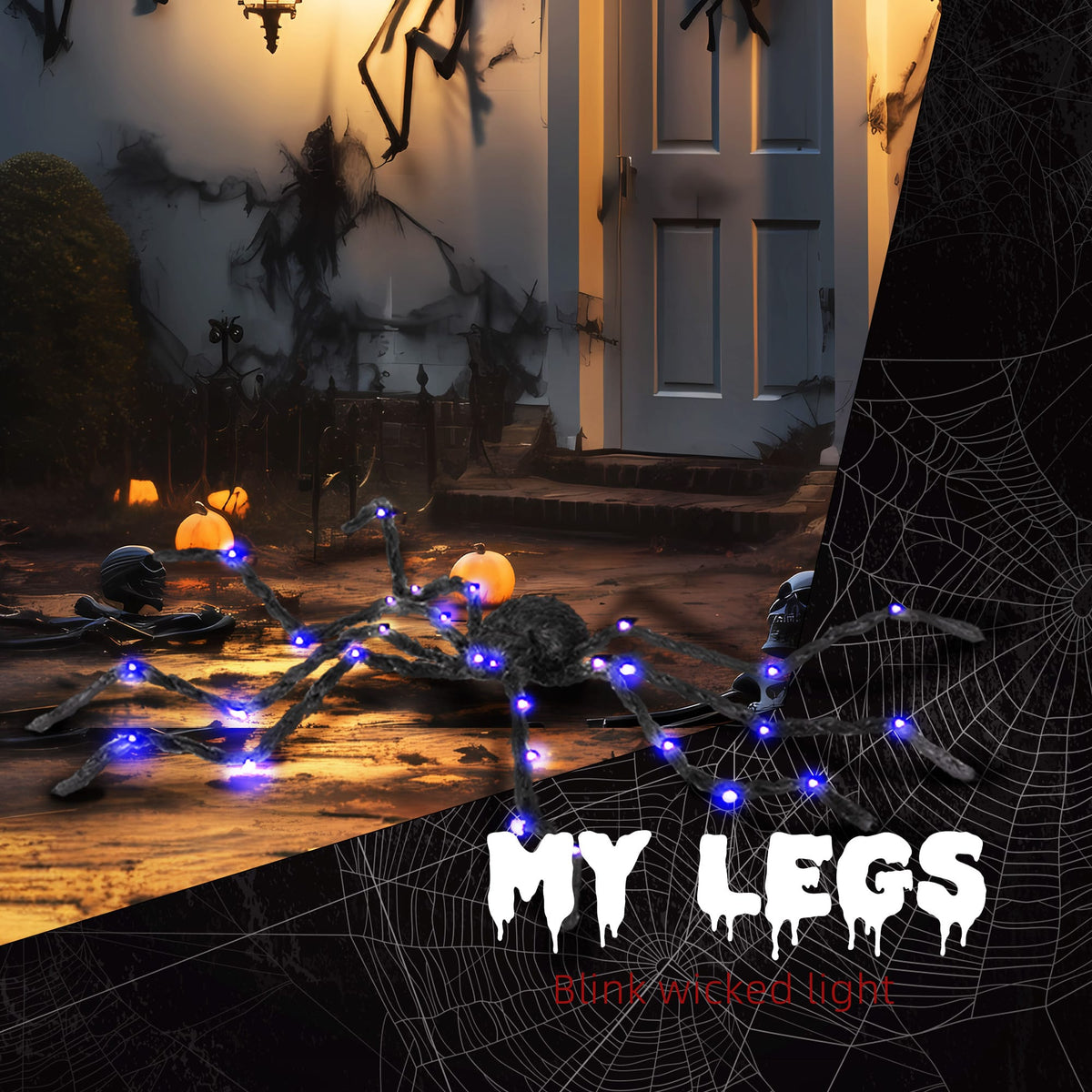 Halloween Decor Light-Up Halloween Spider with Bendable Legs