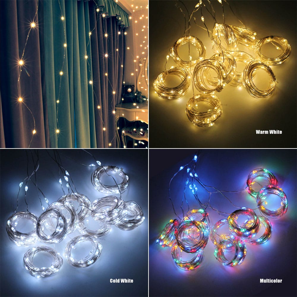Christmas Decor USB LED Curtain String Lights with Remote