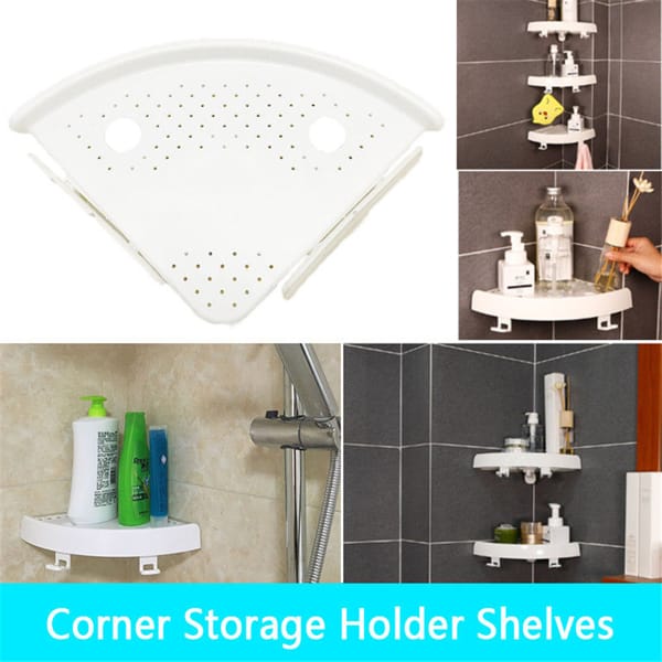 Bath Space-Saving Corner Shower Shelf with Hooks