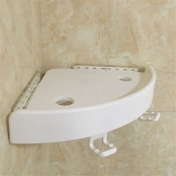 Bath Space-Saving Corner Shower Shelf with Hooks