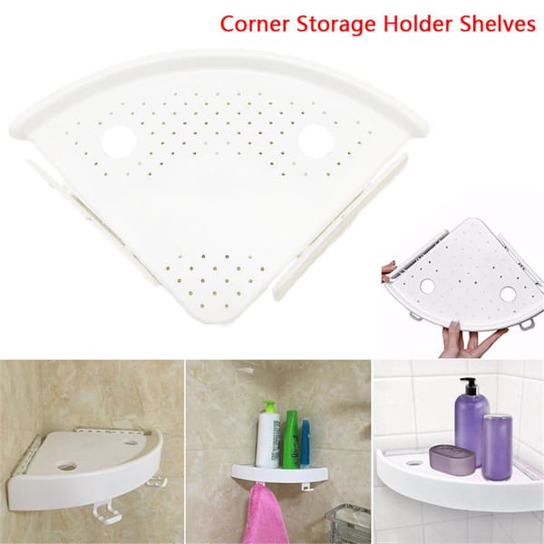 Bath Space-Saving Corner Shower Shelf with Hooks