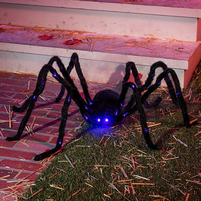 Halloween Decorations Purple Led Luminous Spider 125cm Giant Scary Hairy Spider for Home Party Yard Lawn Decoration