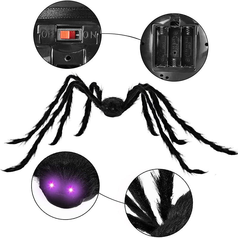 Halloween Decorations Purple Led Luminous Spider 125cm Giant Scary Hairy Spider for Home Party Yard Lawn Decoration