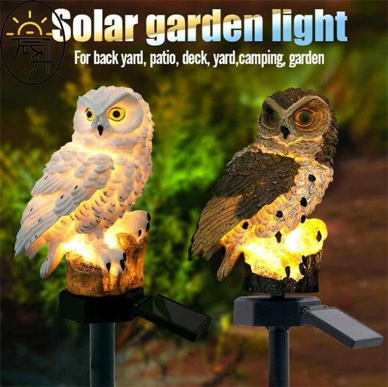 Solar Resin Owl LED Light Outdoor Waterproof Floor Lighting Garden Decoration Lawn Landscape Light