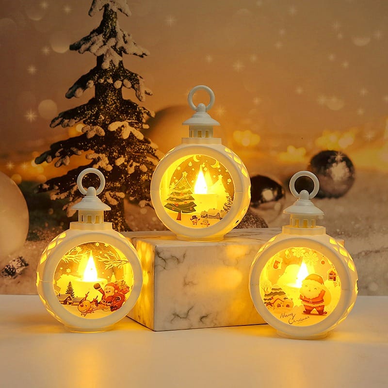 Christmas Decor Vintage LED Christmas Lantern Tabletop Decoration