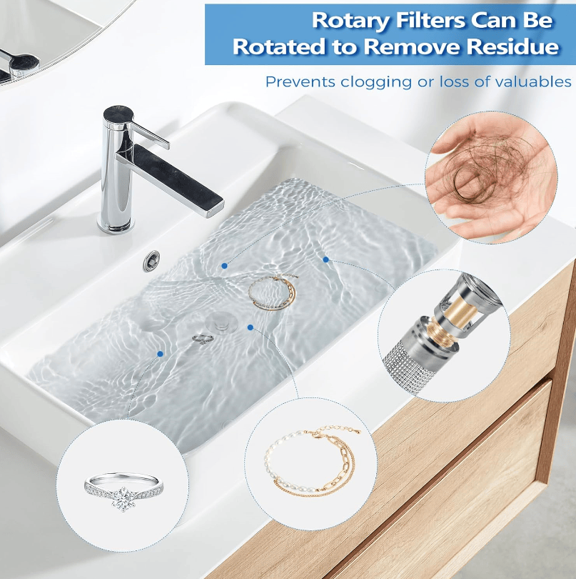Bath Bathroom Sink Drain Strainer & Hair Catcher – Stainless Steel Pop-Up Stopper (1.1–1.29 In.)