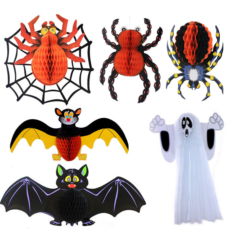 Halloween Decorations KTV Layout Props Paper Pendant Spider Bat Pendant Ghost Hanging Ghost Pendant