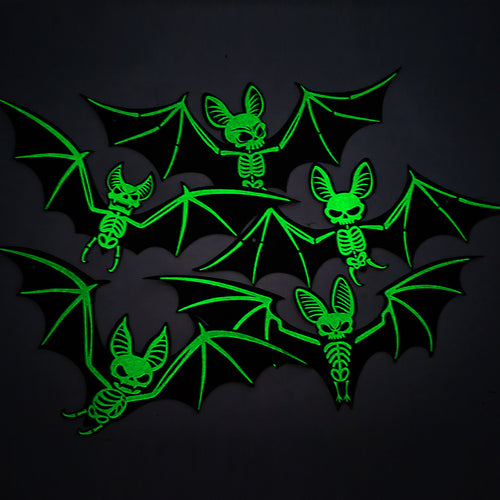 10pcs Halloween Decorations 3D Hanging Bat Fluorescent Glow-in-the-Dark Wall Stickers for Haunted House Party Decoration