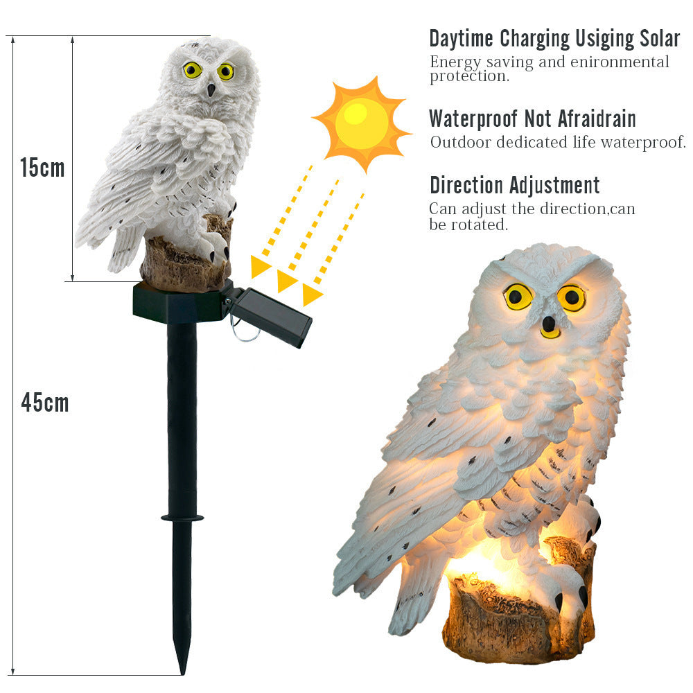 Solar Resin Owl LED Light Outdoor Waterproof Floor Lighting Garden Decoration Lawn Landscape Light