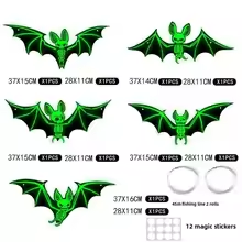 10pcs Halloween Decorations 3D Hanging Bat Fluorescent Glow-in-the-Dark Wall Stickers for Haunted House Party Decoration