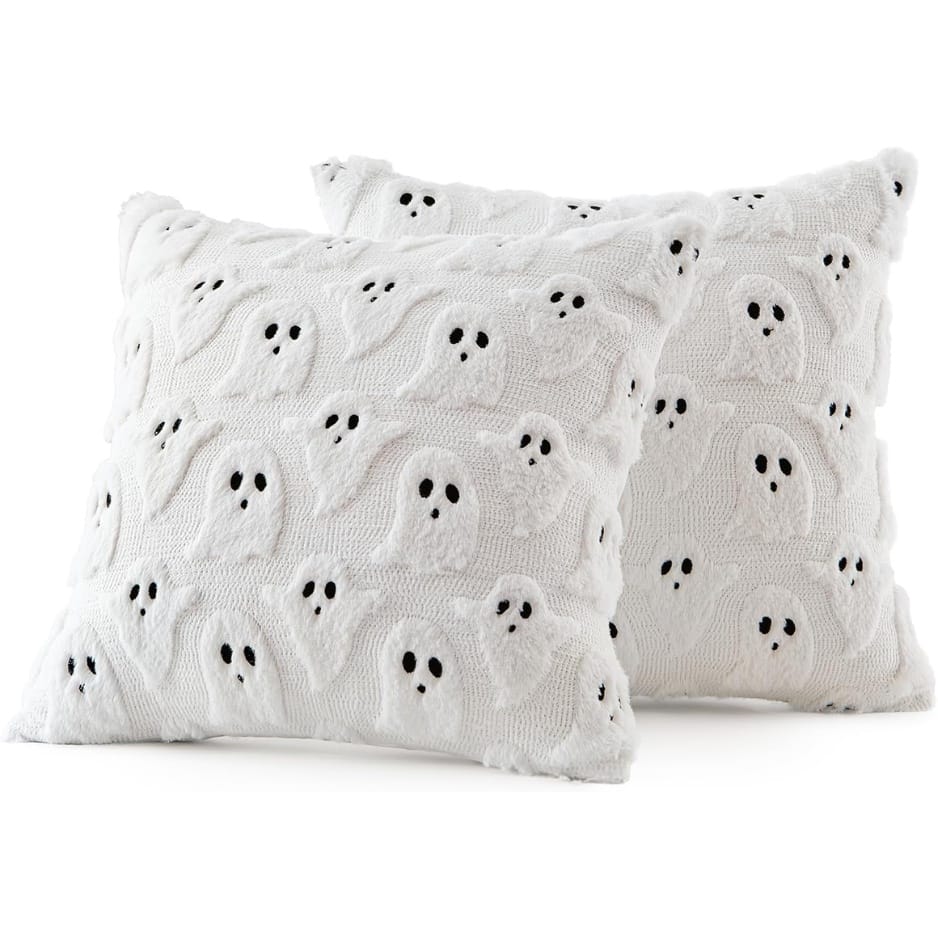 Halloween Decor Tufted Ghost Halloween Pillow Covers | Set of 2 Spooky Aesthetic Throw Cushion Covers 18x18