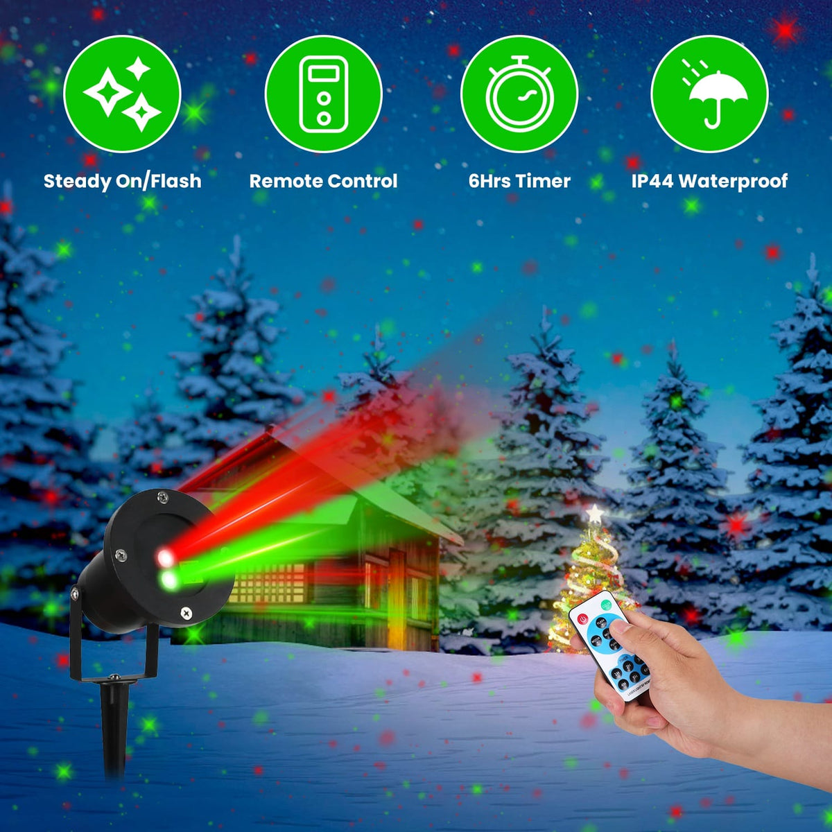 Christmas Decor Outdoor Red & Green Laser Projector Light