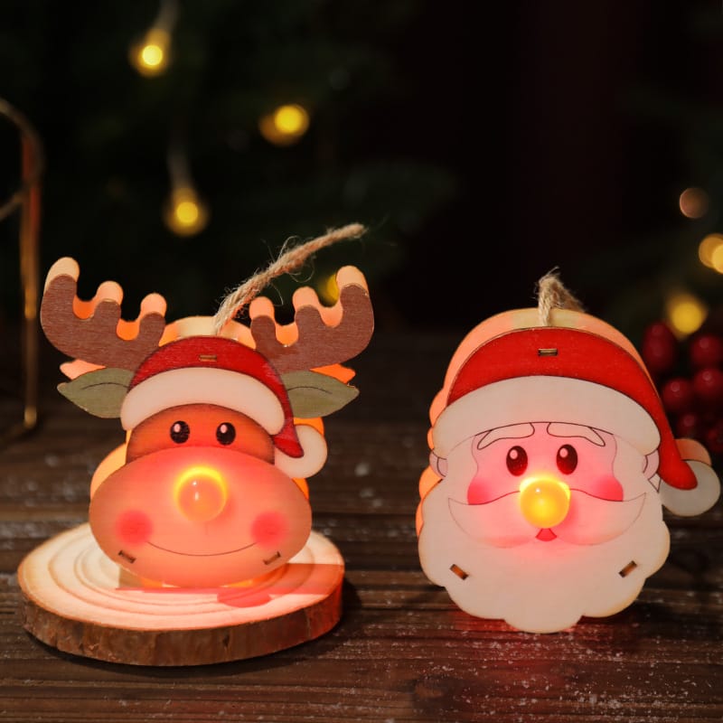 Christmas Decor Light-Up Wooden Christmas Reindeer, Santa & Snowman Decorations