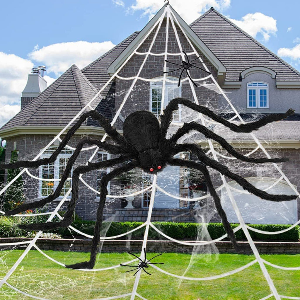 Halloween Decor Giant Realistic Spider Web Halloween Decoration – Indoor & Outdoor