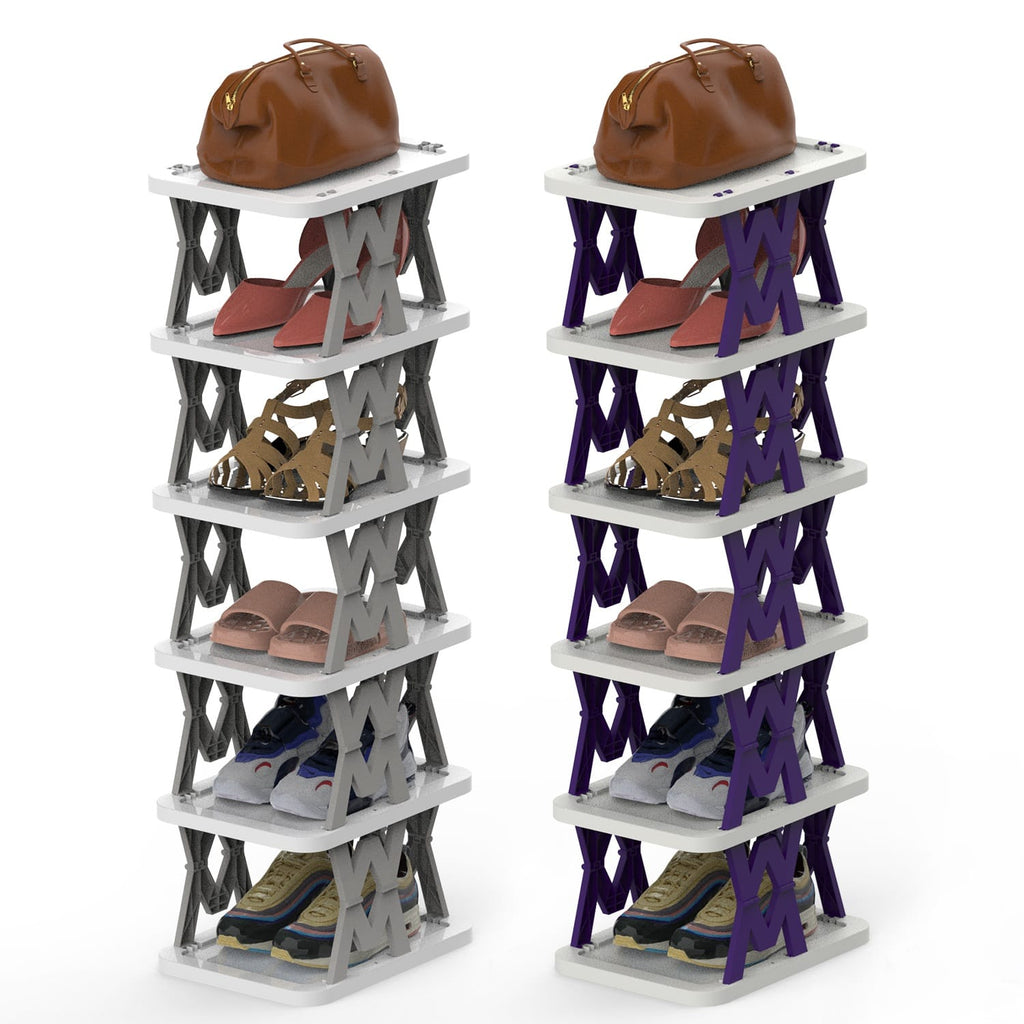 Home Organization 6 Tier Foldable Shoe Rack Organizer | Space Saving Vertical Shoe Storage for Small Spaces – 2 Colors