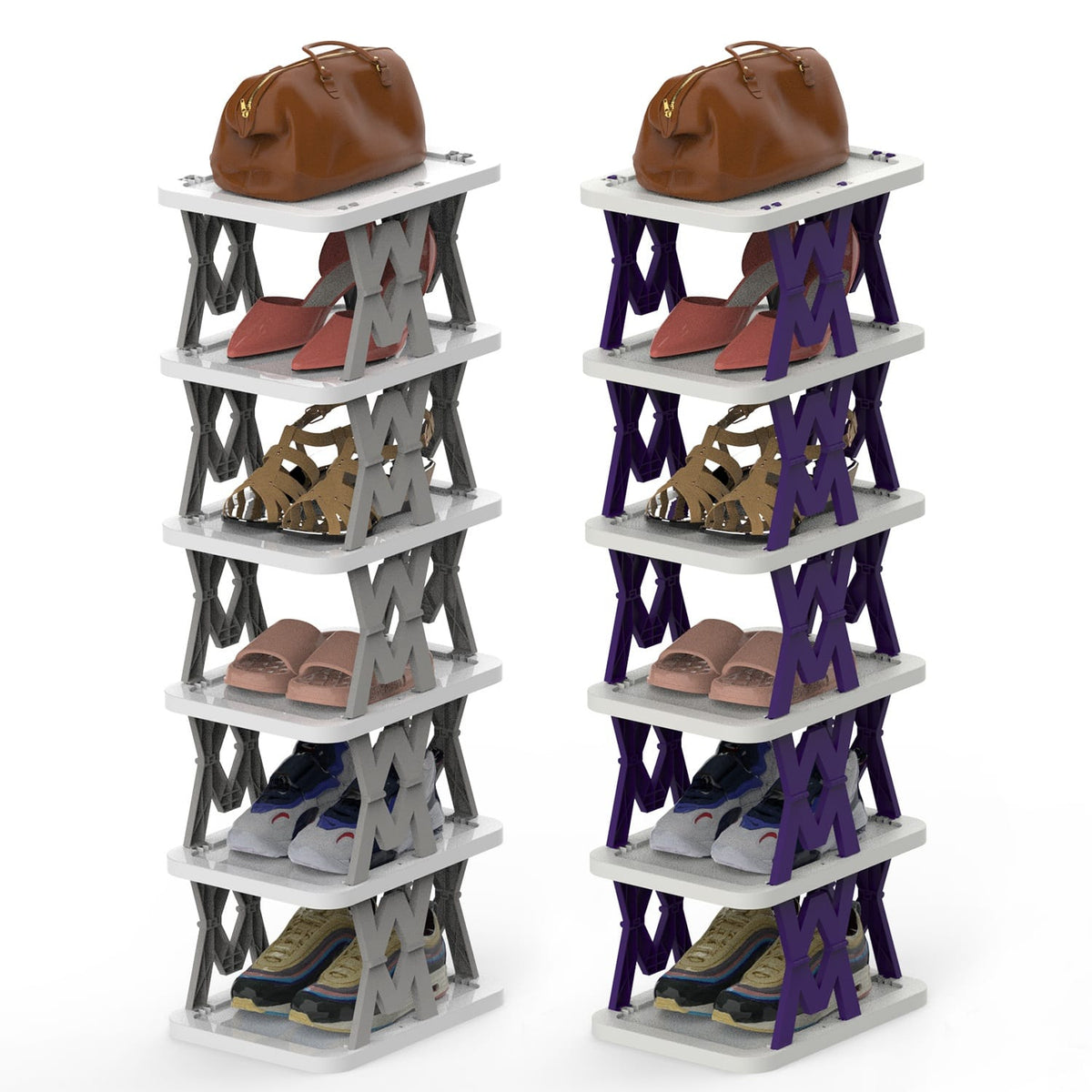 Home Organization 6 Tier Foldable Shoe Rack Organizer | Space Saving Vertical Shoe Storage for Small Spaces – 2 Colors