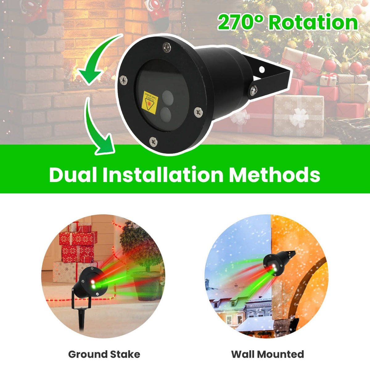 Christmas Decor Outdoor Red & Green Laser Projector Light