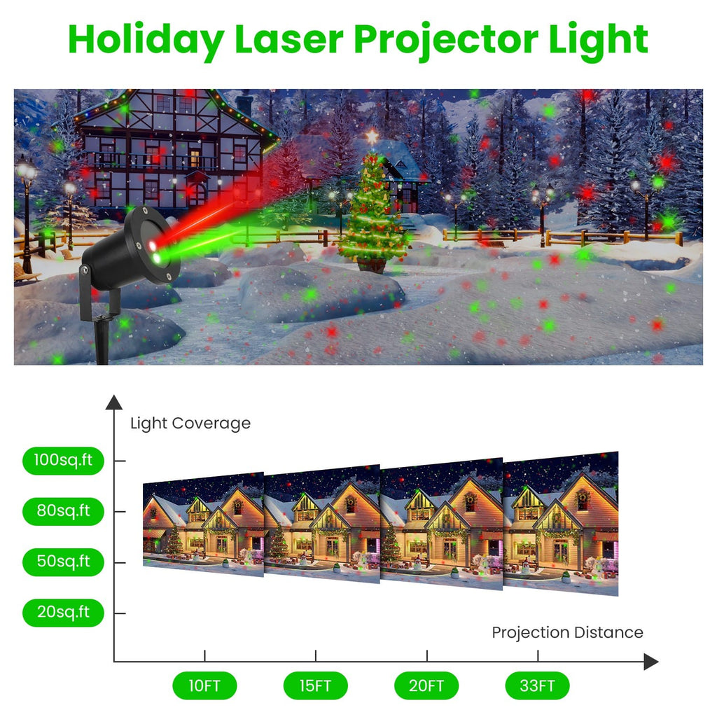 Christmas Decor Outdoor Red & Green Laser Projector Light