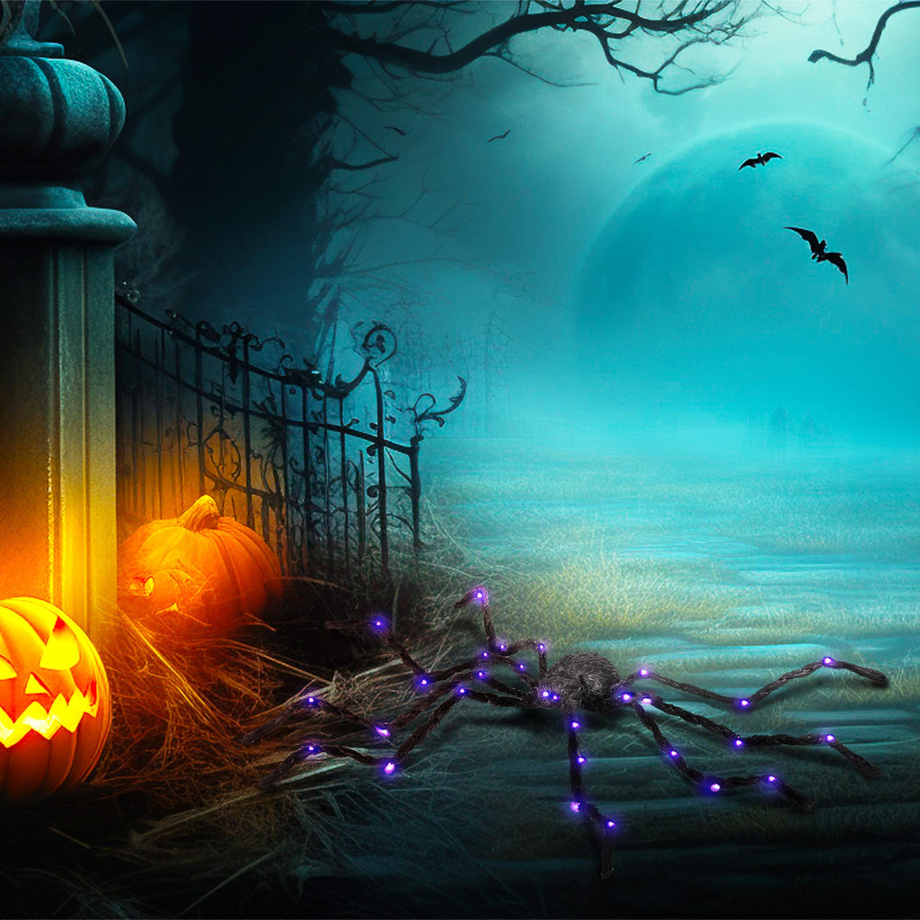 Halloween Decor Light-Up Halloween Spider with Bendable Legs