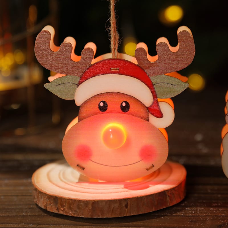 Christmas Decor Light-Up Wooden Christmas Reindeer, Santa & Snowman Decorations