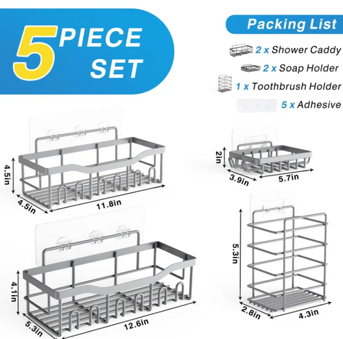 5-Tier Wall-Mounted Bathroom Storage Rack