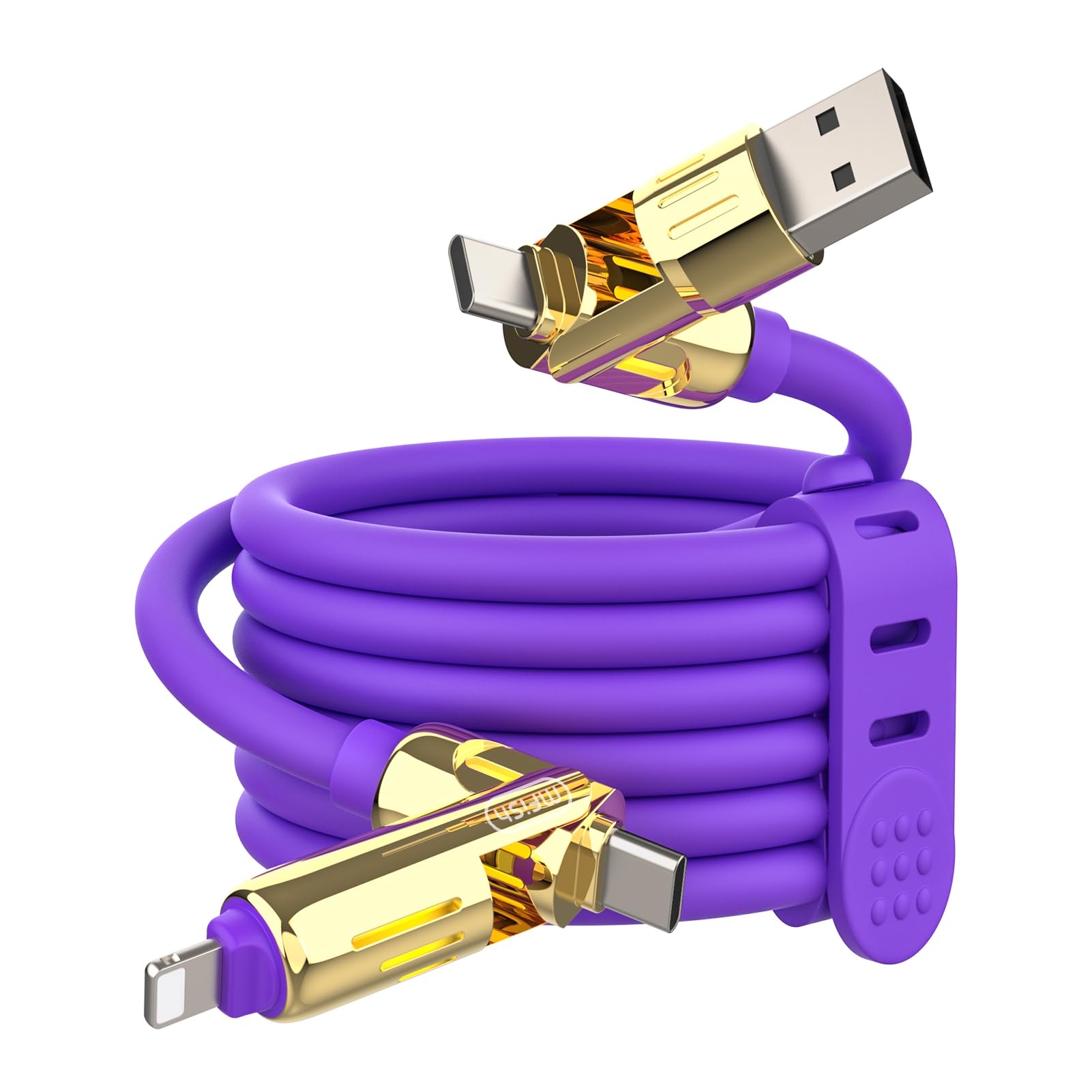 4-in-1 Charging Cable 240W | USB-C & USB-A to USB-C/Lightning | 6.6FT Silicone | iPhone 17–12, MacBook, Samsung