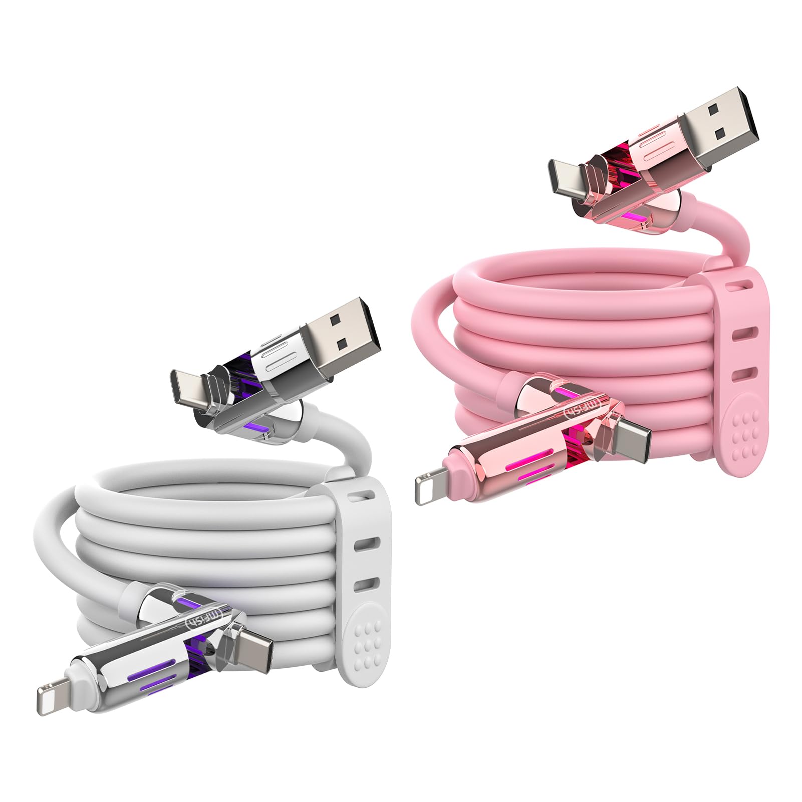 4-in-1 Charging Cable 240W | USB-C & USB-A to USB-C/Lightning | 6.6FT Silicone | iPhone 17–12, MacBook, Samsung