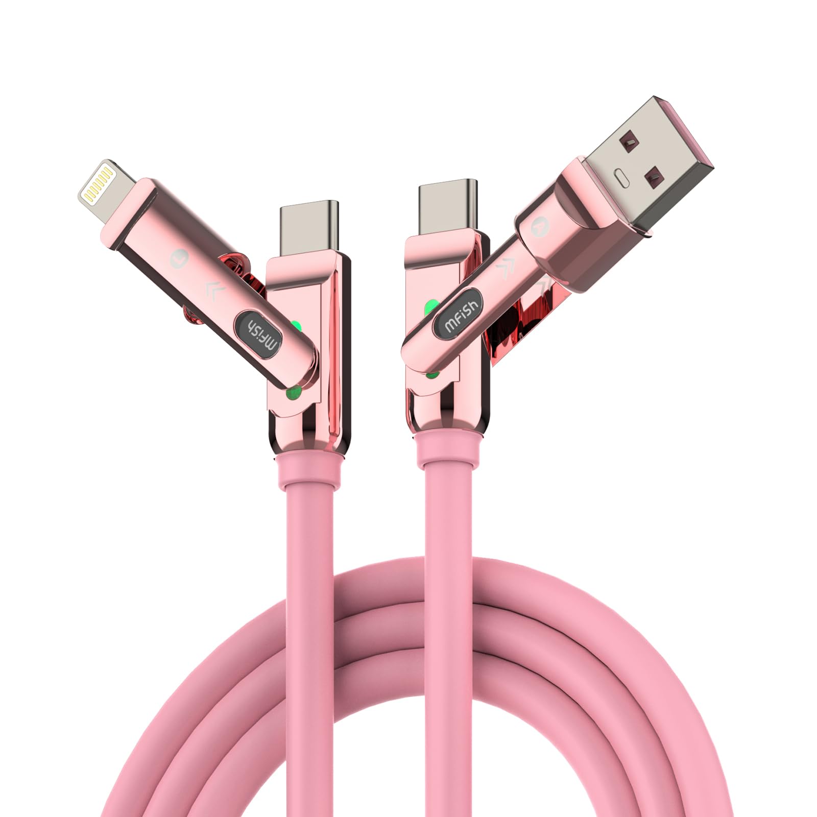 4-in-1 Charging Cable 240W | USB-C & USB-A to USB-C/Lightning | 6.6FT Silicone | iPhone 17–12, MacBook, Samsung