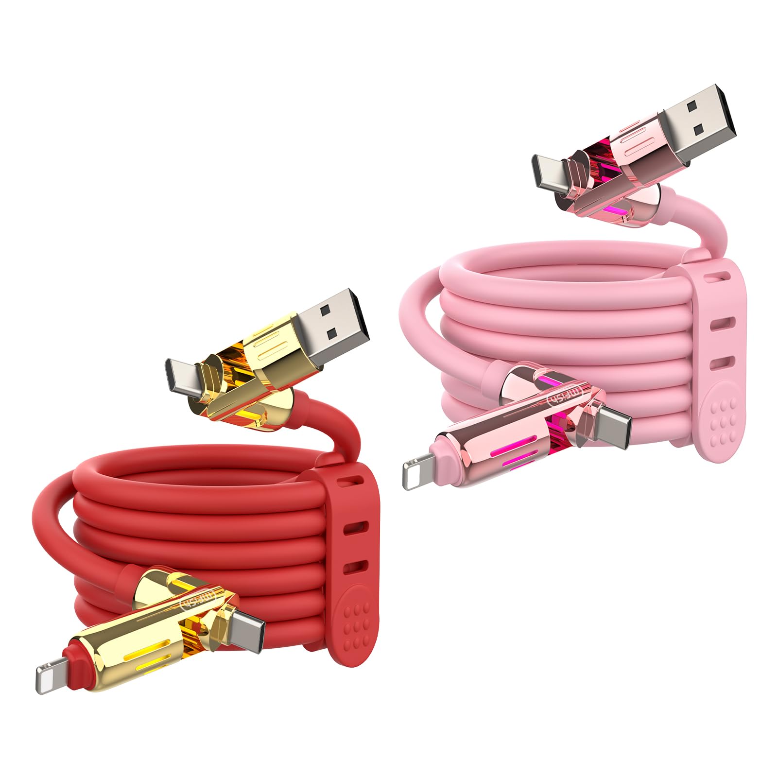 4-in-1 Charging Cable 240W | USB-C & USB-A to USB-C/Lightning | 6.6FT Silicone | iPhone 17–12, MacBook, Samsung