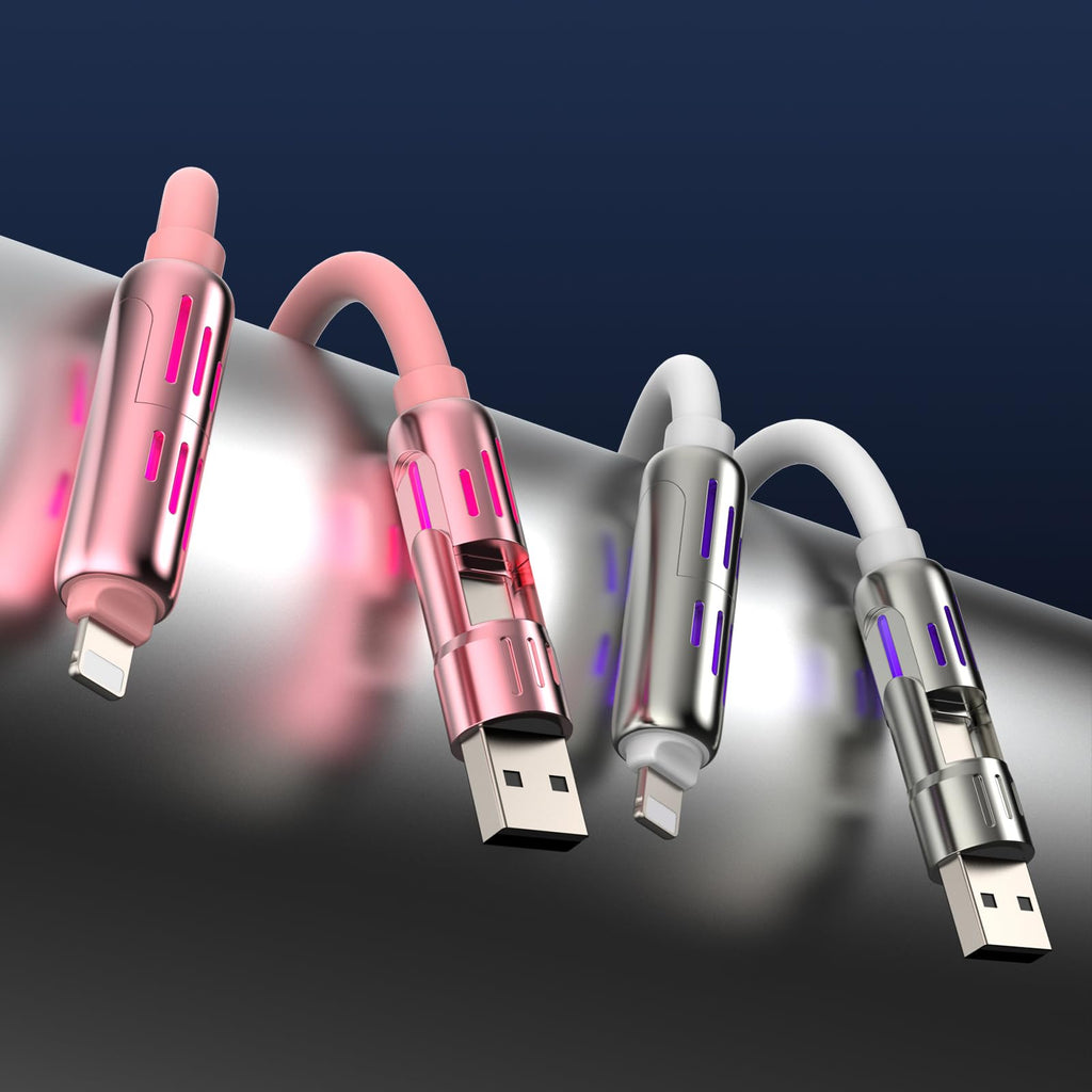 4-in-1 Charging Cable 240W | USB-C & USB-A to USB-C/Lightning | 6.6FT Silicone | iPhone 17–12, MacBook, Samsung