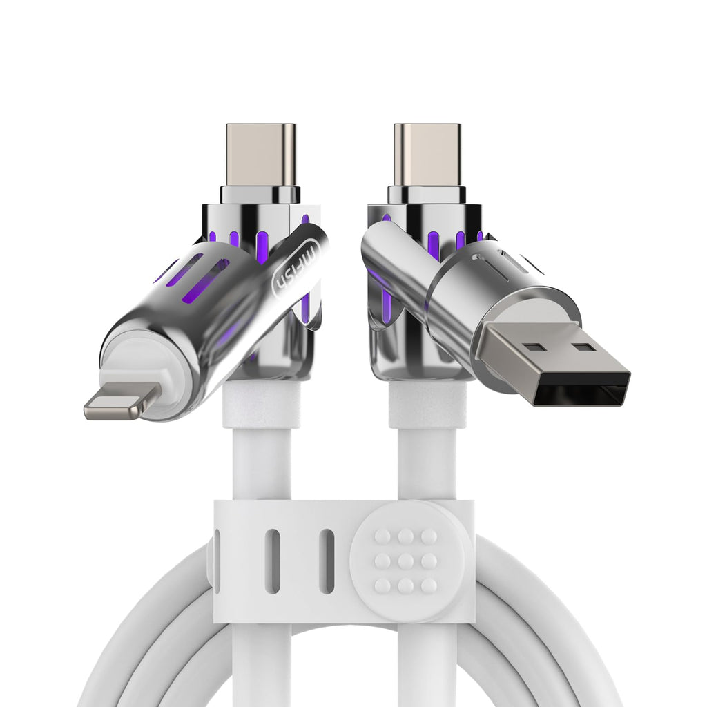 4-in-1 Charging Cable 240W | USB-C & USB-A to USB-C/Lightning | 6.6FT Silicone | iPhone 17–12, MacBook, Samsung