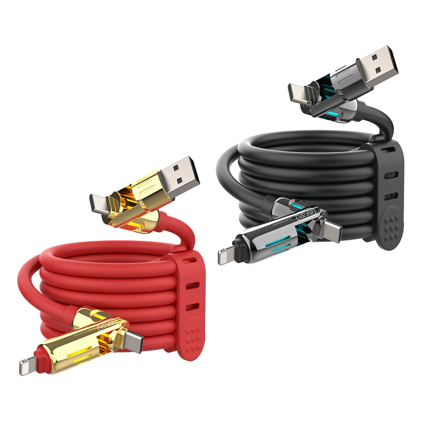 4-in-1 Charging Cable 240W | USB-C & USB-A to USB-C/Lightning | 6.6FT Silicone | iPhone 17–12, MacBook, Samsung