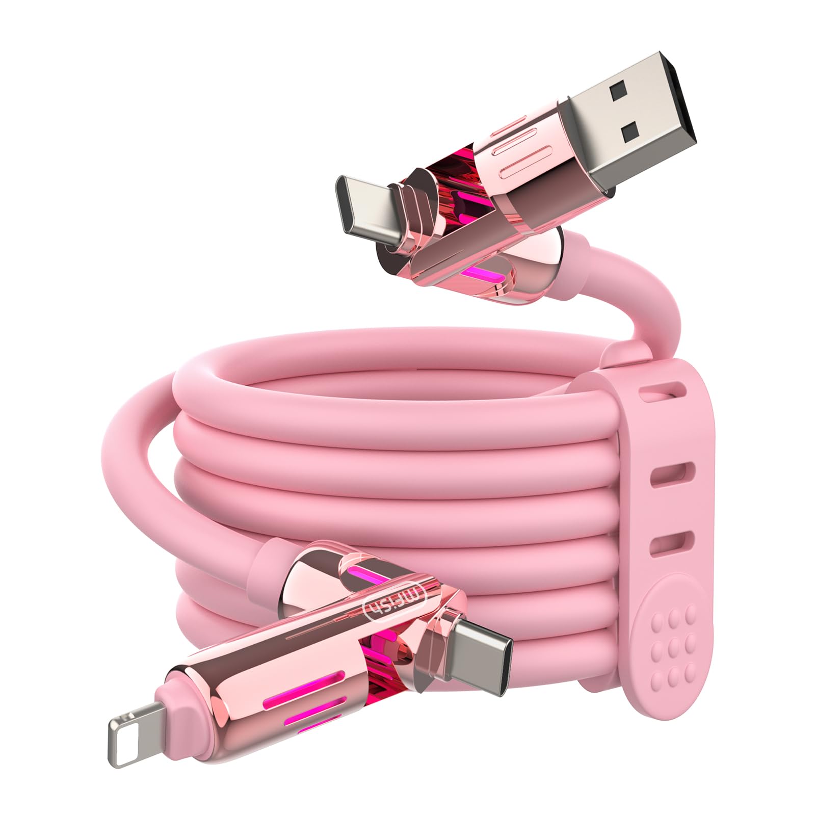 4-in-1 Charging Cable 240W | USB-C & USB-A to USB-C/Lightning | 6.6FT Silicone | iPhone 17–12, MacBook, Samsung