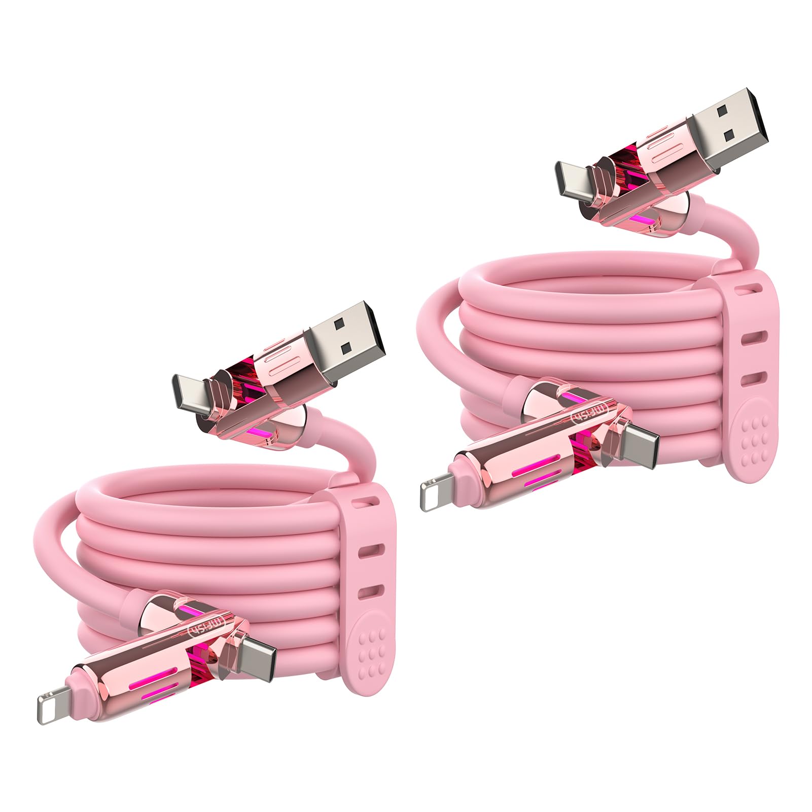 4-in-1 Charging Cable 240W | USB-C & USB-A to USB-C/Lightning | 6.6FT Silicone | iPhone 17–12, MacBook, Samsung