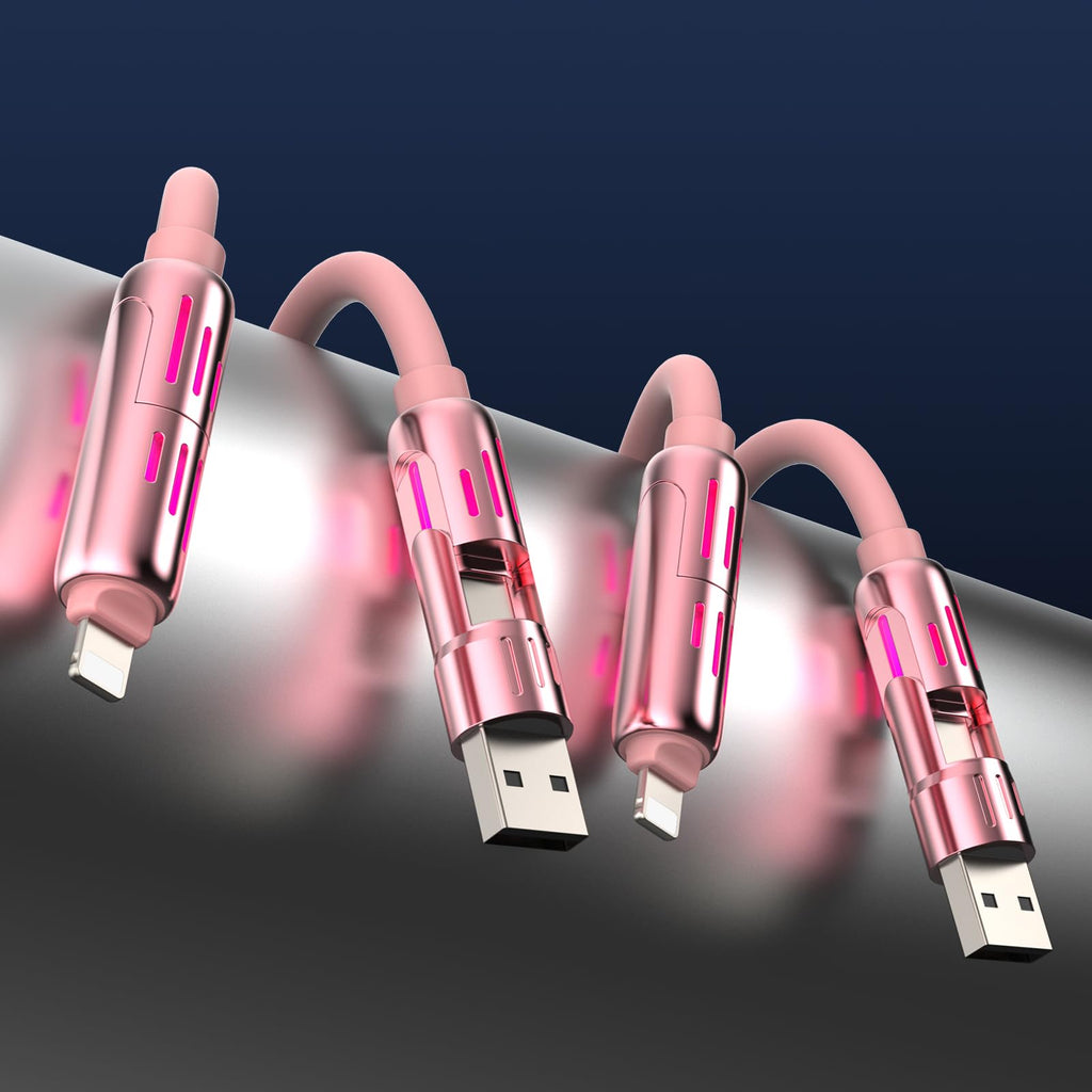 4-in-1 Charging Cable 240W | USB-C & USB-A to USB-C/Lightning | 6.6FT Silicone | iPhone 17–12, MacBook, Samsung