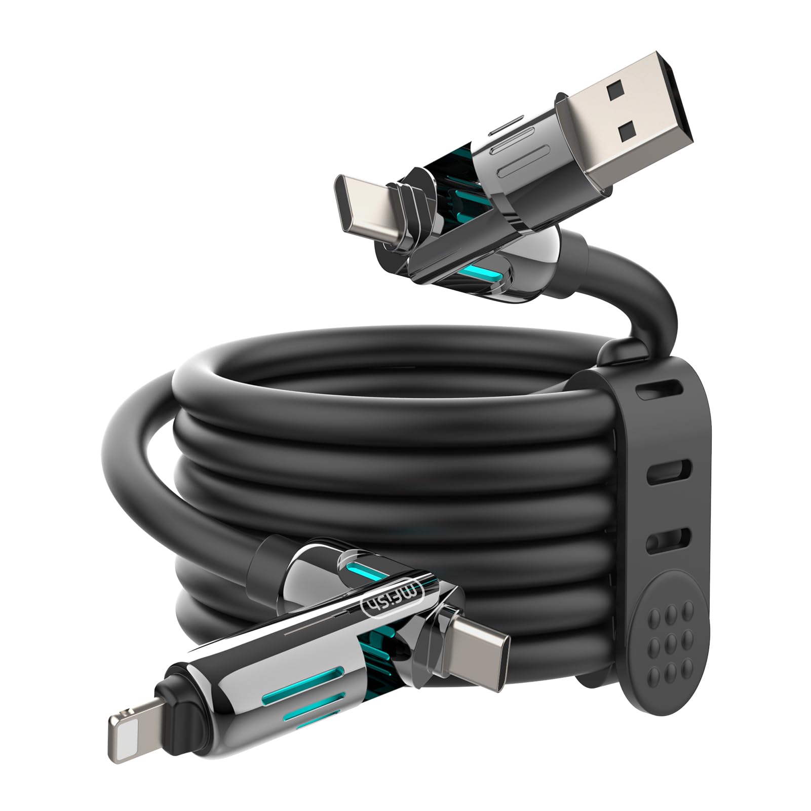 4-in-1 Charging Cable 240W | USB-C & USB-A to USB-C/Lightning | 6.6FT Silicone | iPhone 17–12, MacBook, Samsung