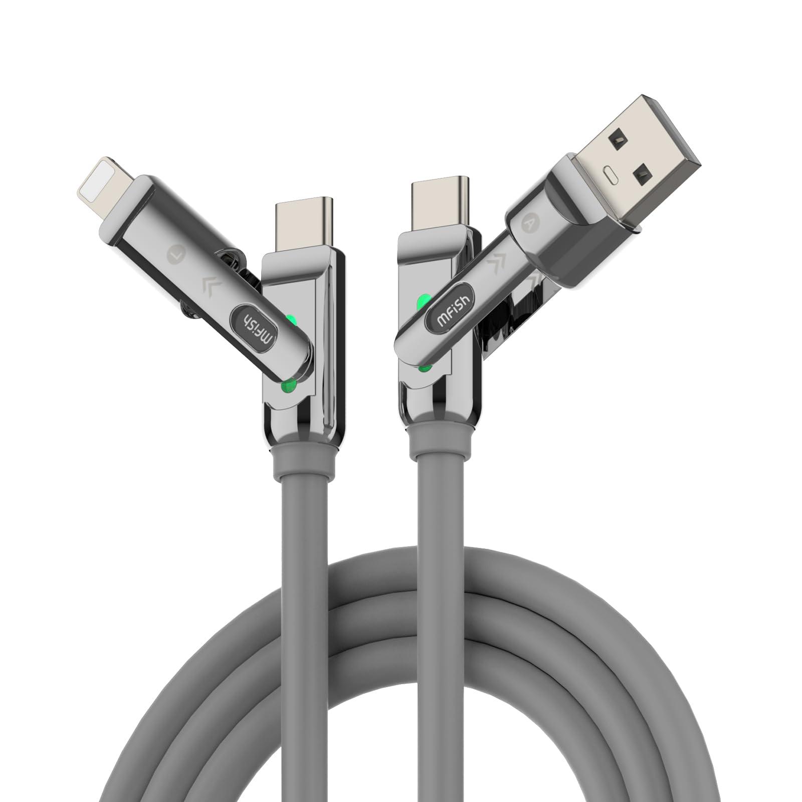 4-in-1 Charging Cable 240W | USB-C & USB-A to USB-C/Lightning | 6.6FT Silicone | iPhone 17–12, MacBook, Samsung
