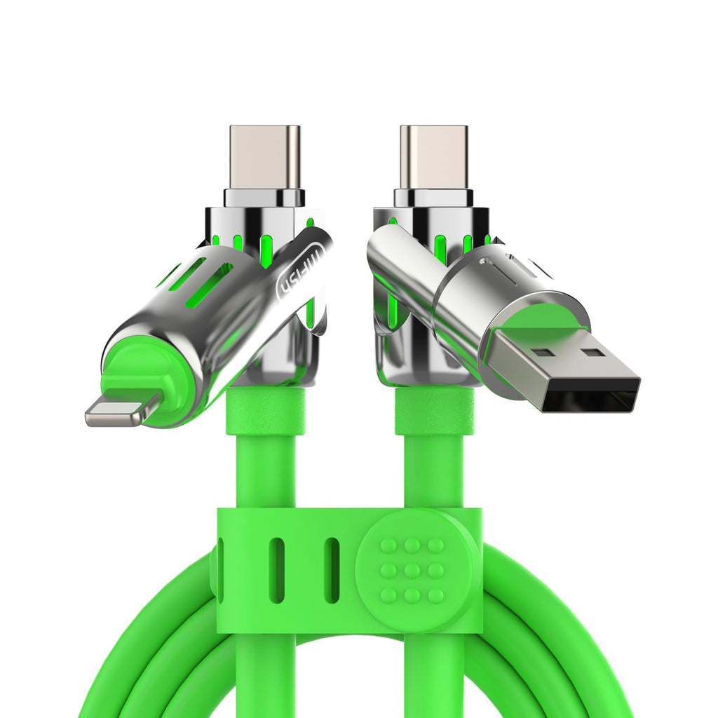 4-in-1 Charging Cable 240W | USB-C & USB-A to USB-C/Lightning | 6.6FT Silicone | iPhone 17–12, MacBook, Samsung