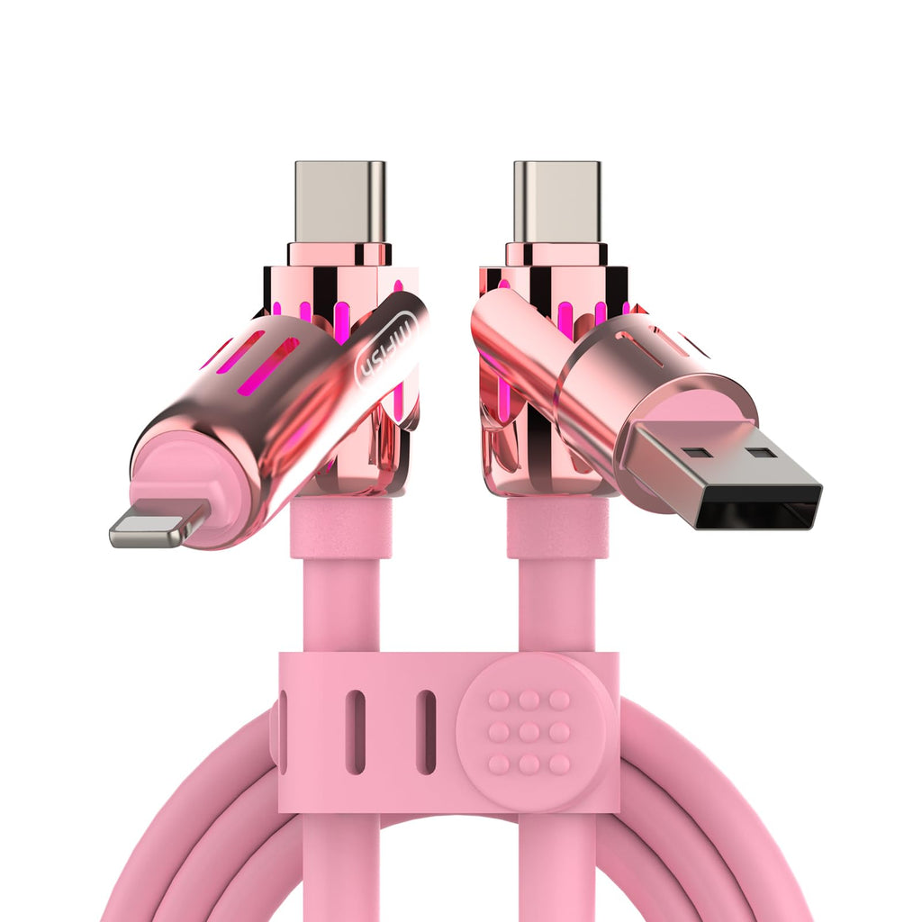 4-in-1 Charging Cable 240W | USB-C & USB-A to USB-C/Lightning | 6.6FT Silicone | iPhone 17–12, MacBook, Samsung
