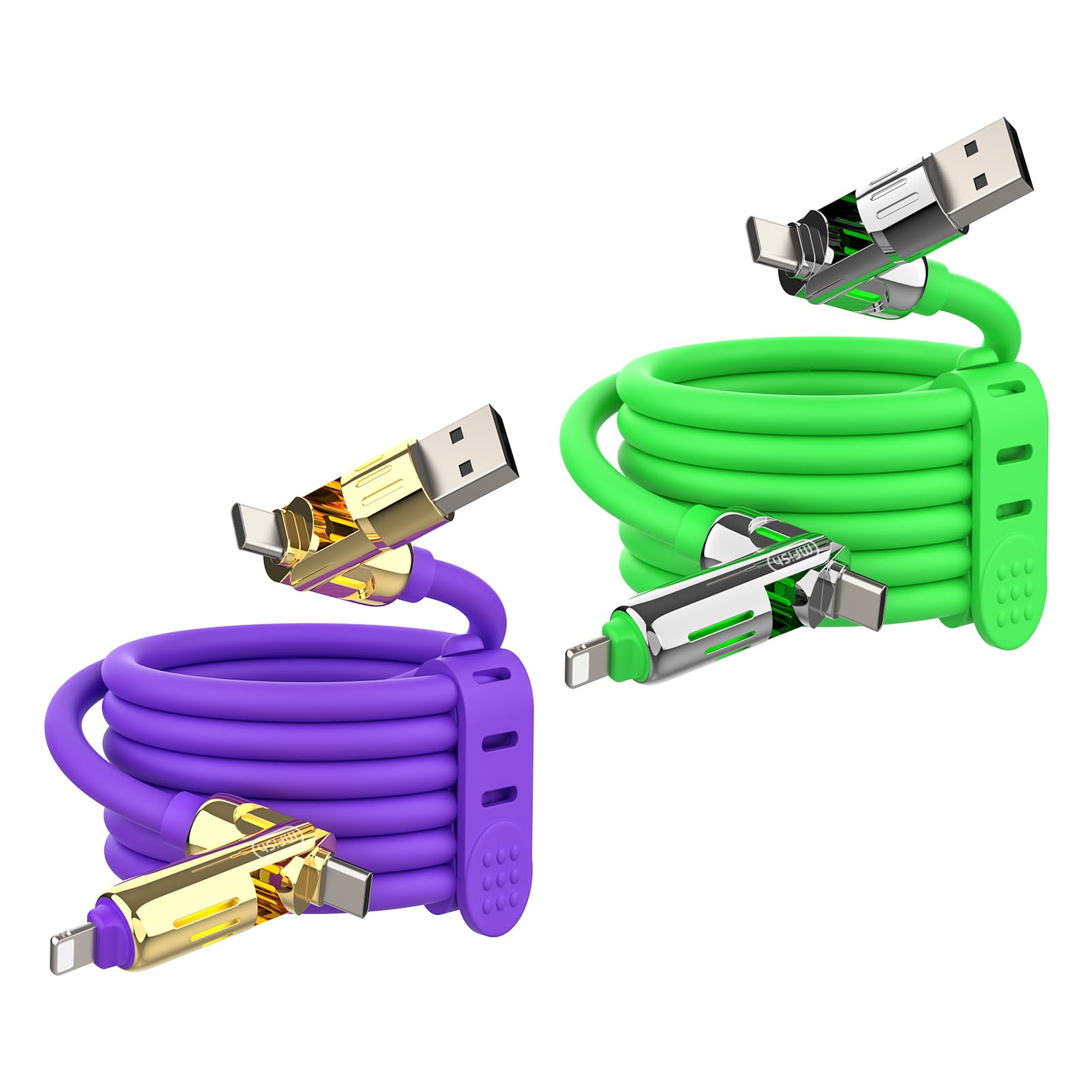 4-in-1 Charging Cable 240W | USB-C & USB-A to USB-C/Lightning | 6.6FT Silicone | iPhone 17–12, MacBook, Samsung