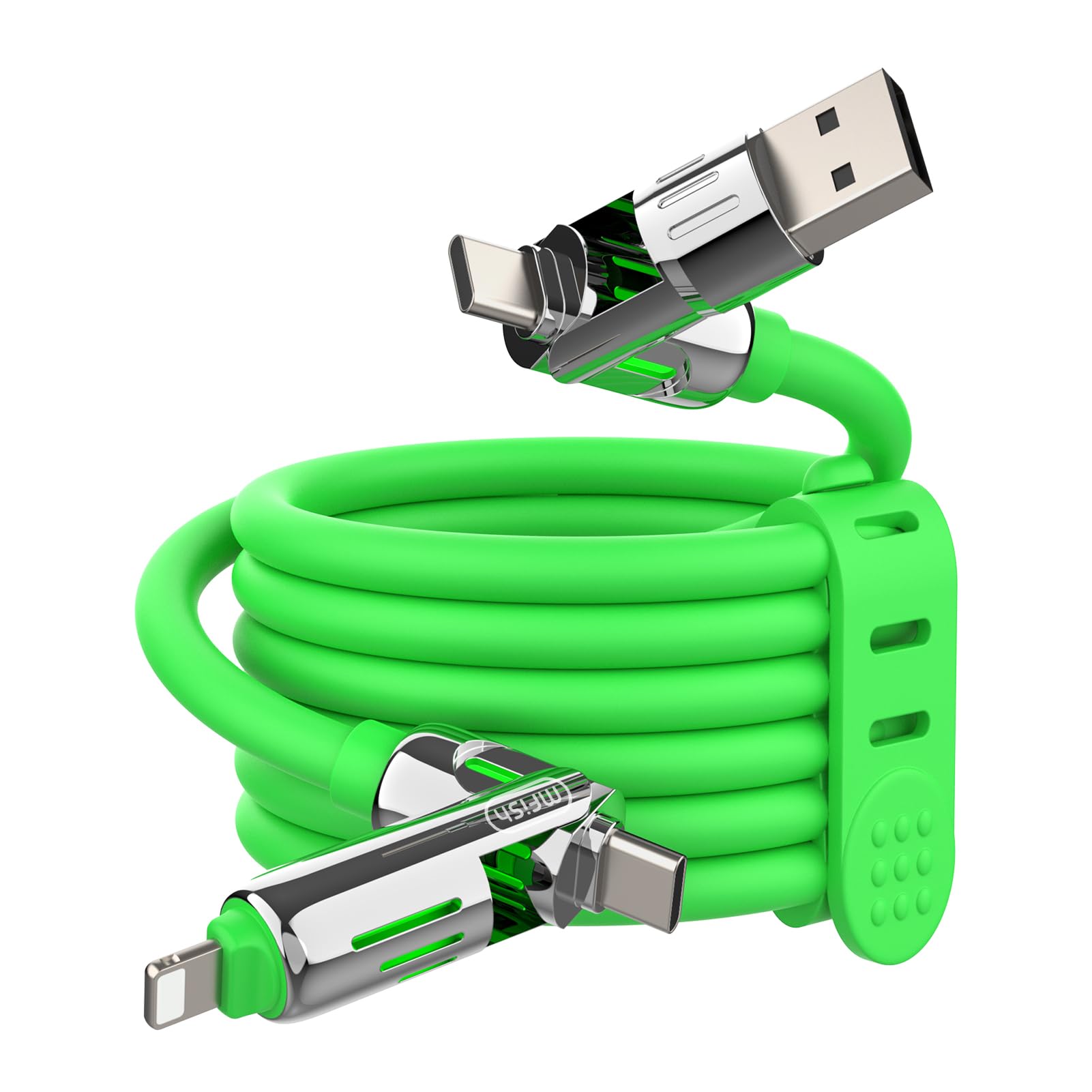 4-in-1 Charging Cable 240W | USB-C & USB-A to USB-C/Lightning | 6.6FT Silicone | iPhone 17–12, MacBook, Samsung