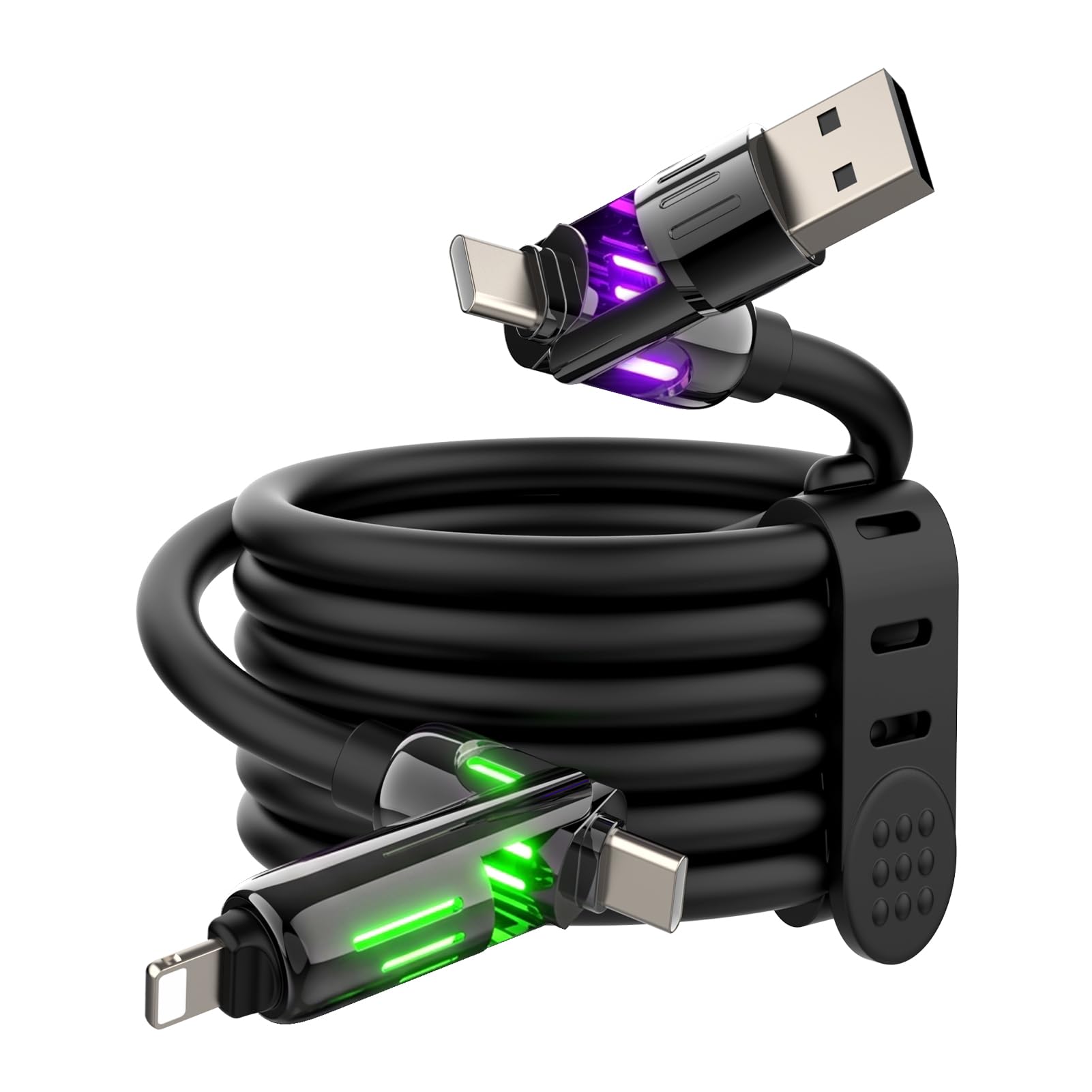 4-in-1 Charging Cable 240W | USB-C & USB-A to USB-C/Lightning | 6.6FT Silicone | iPhone 17–12, MacBook, Samsung