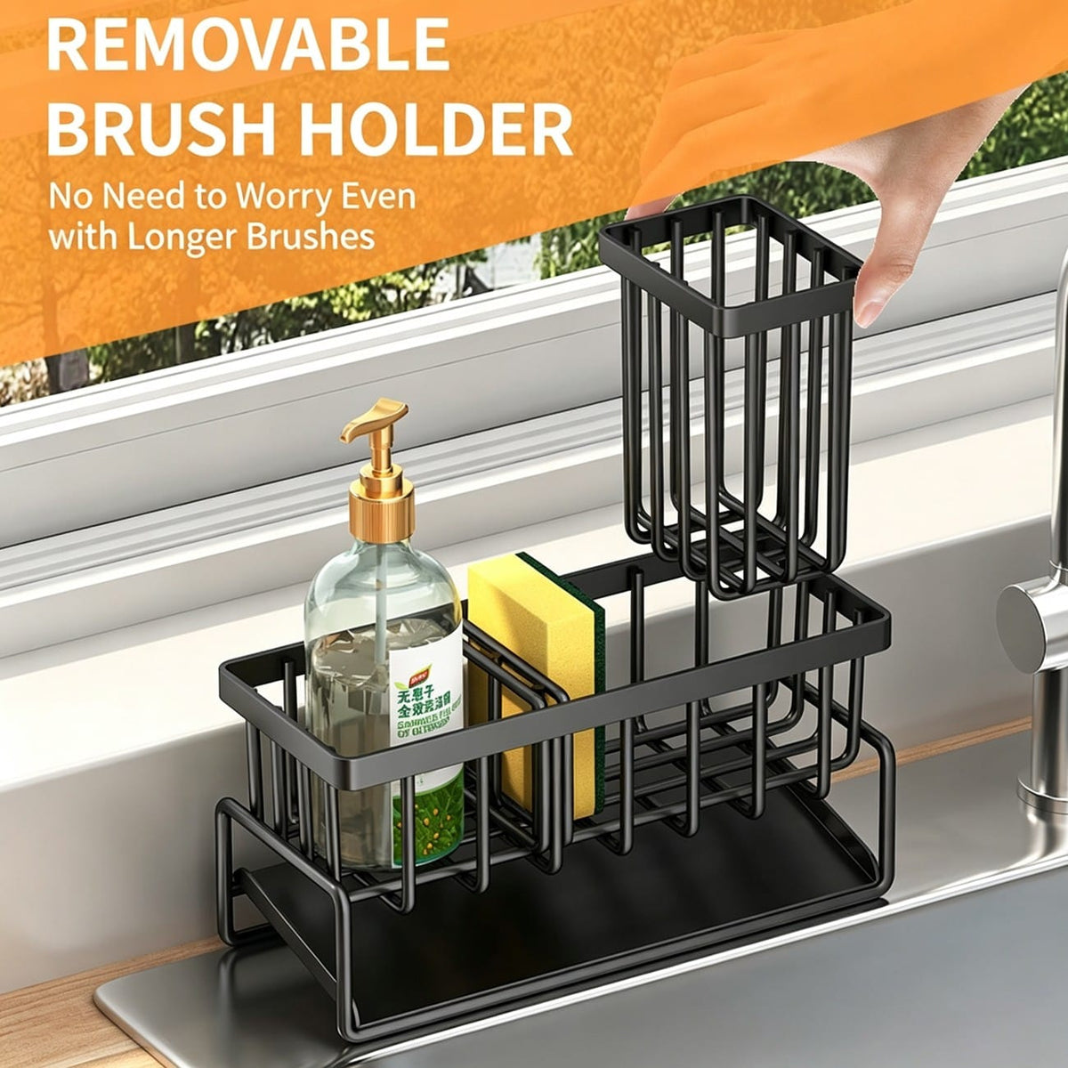 Home Organization Kitchen Sink Caddy Organizer with Drainage Spout
