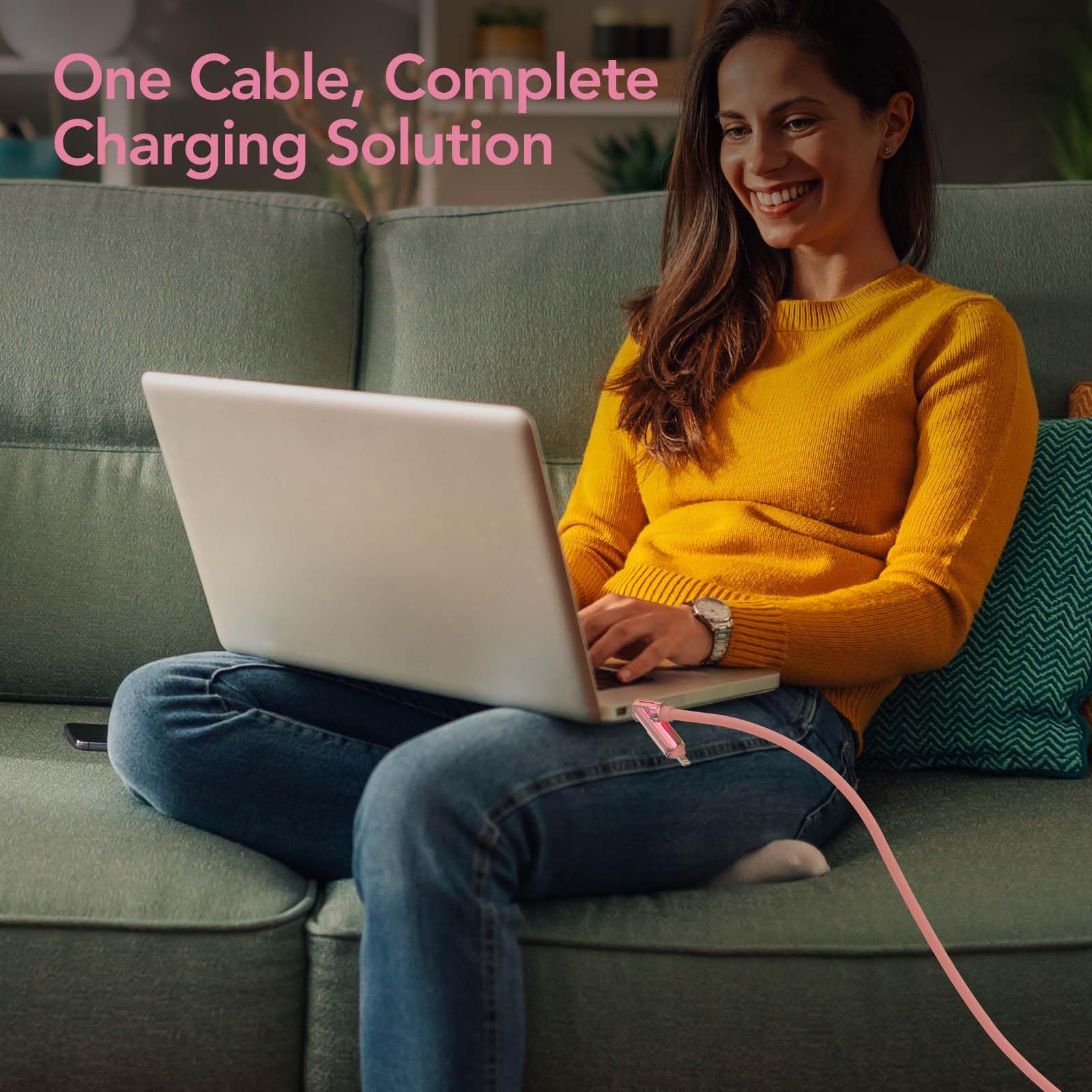 4-in-1 Charging Cable 240W | USB-C & USB-A to USB-C/Lightning | 6.6FT Silicone | iPhone 17–12, MacBook, Samsung